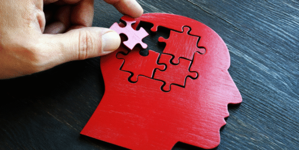 拼圖大腦圖示，象徵大腦記憶與認知能力, 及說明失智症