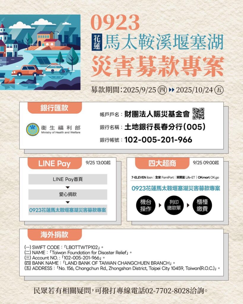 花蓮災害募款快速資訊（衛福部官方管道）