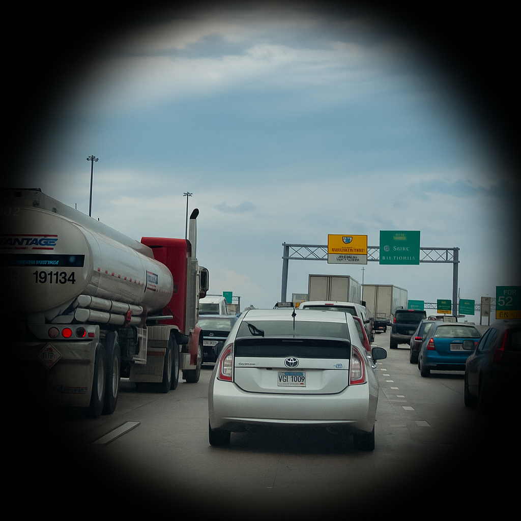 晚期青光眼患者的視野模擬，僅剩中央區域清晰，周邊黑暗